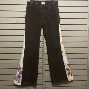 Unique Brown Corduroy Quilted Flare Jeans Pants  Revamped Size 6  29 X 9‎ X  32